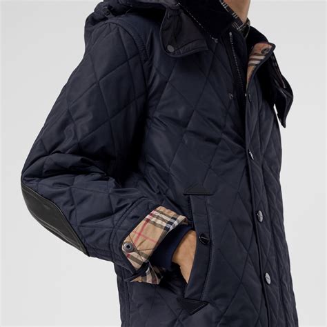 burberry detachable hood diamond quilted barn jacket|burberry thermoregulated diamond quilted jacket.